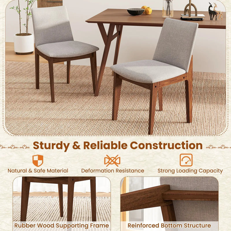 Set of 2 Wooden Dining Chairs Upholstered with High Curved Back-Walnut by DirectDeals