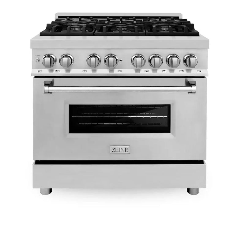 ZLINE 36" Bundled Stainless Dual Range, Range Hood, Microwave, 3KP-RARH36-MW by Farmhouse Kitchen and Bath