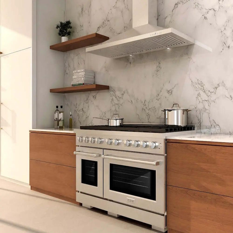 ZLINE 48"Gas Range, Convection Gas Oven , DuraSnow® Stainless Steel, SGRS-48 by Farmhouse Kitchen and Bath