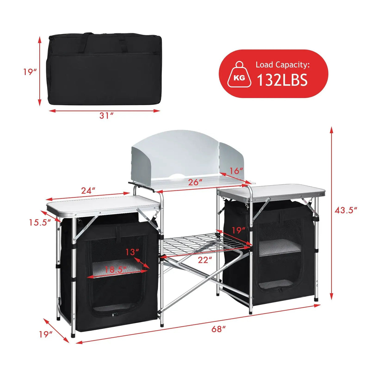 Folding Camping Table with Storage Organizer by DirectDeals