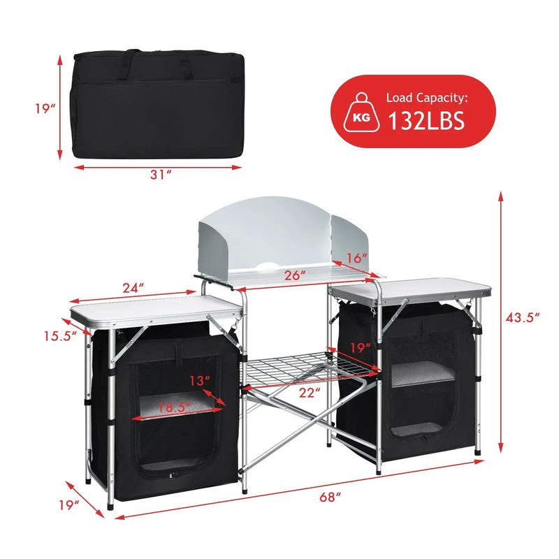 Folding Camping Table with Storage Organizer by DirectDeals