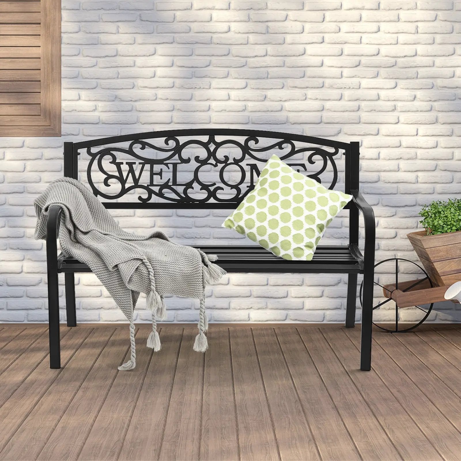 Outdoor Furniture Steel Frame Porch Garden Bench by DirectDeals