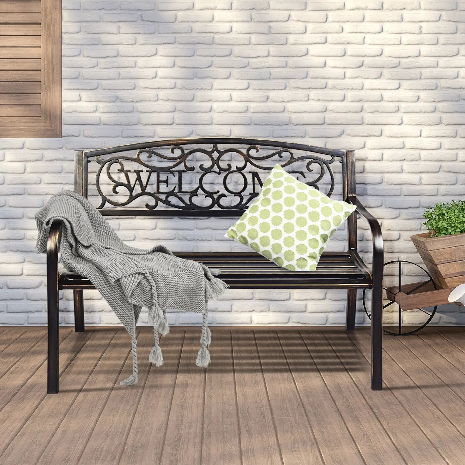 Outdoor Furniture Steel Frame Porch Garden Bench by DirectDeals