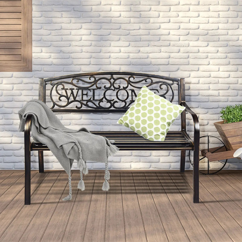Outdoor Furniture Steel Frame Porch Garden Bench by DirectDeals