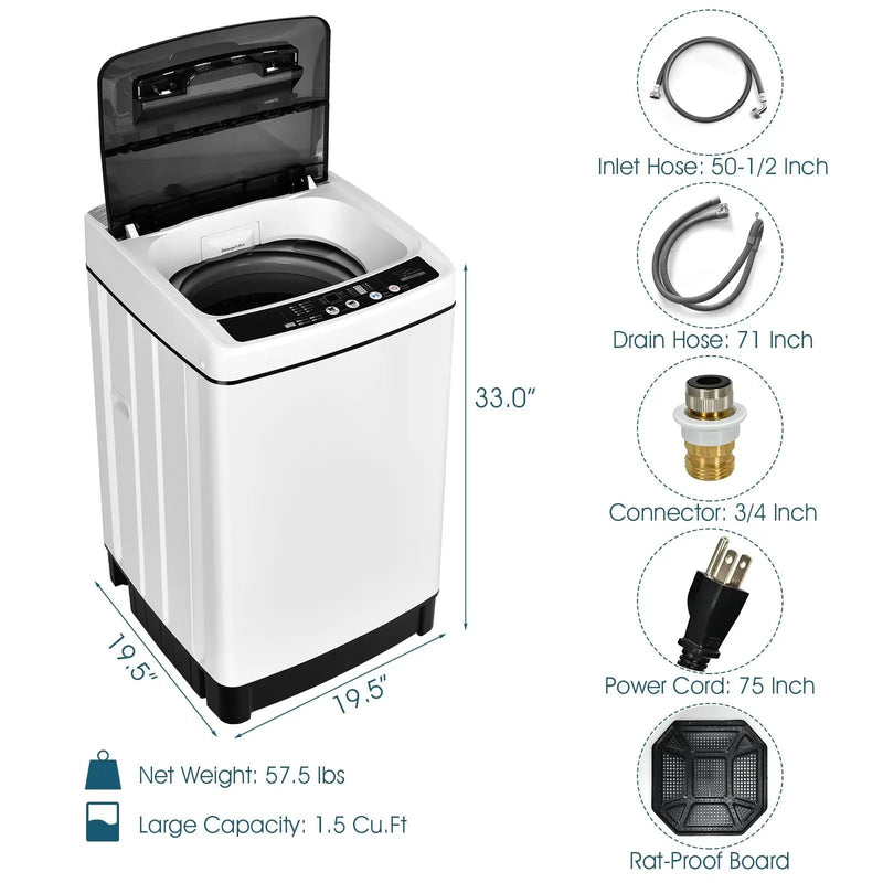 Full-Automatic Washing Machine 1.5 Cubic Feet 11 LBS Washer by DirectDeals