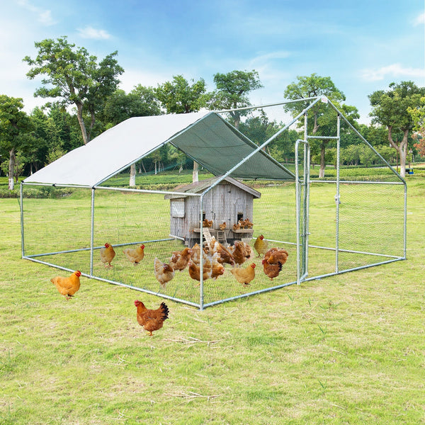13 x 13 Feet Walk-in Chicken Coop with Waterproof Cover for Outdoor Backyard Farm, photo 2 of 8