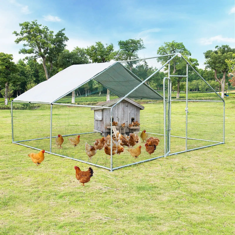 13 x 13 Feet Walk-in Chicken Coop with Waterproof Cover for Outdoor Backyard Farm by DirectDeals