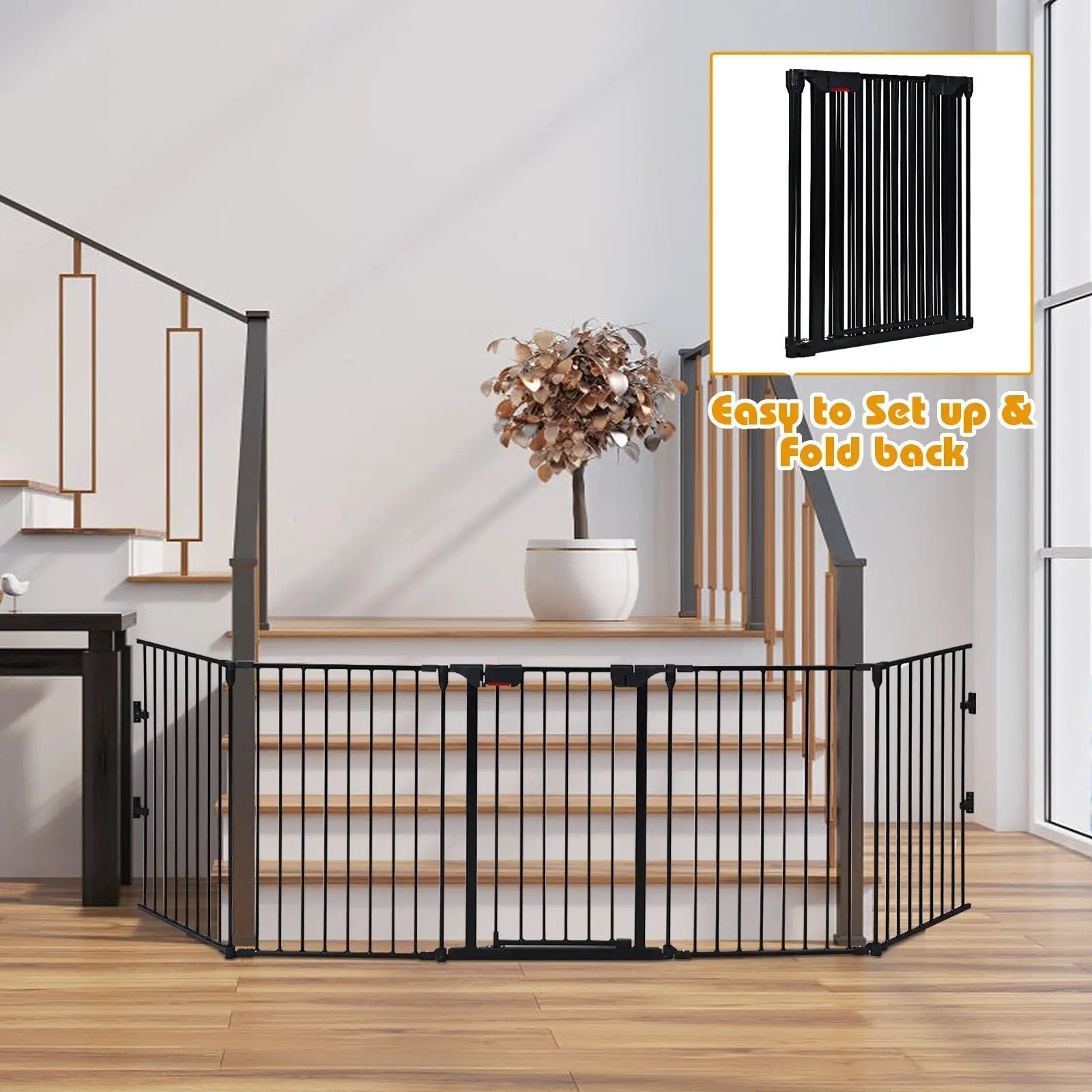 115 Inch Length 5 Panel Adjustable Wide Fireplace Fence by DirectDeals