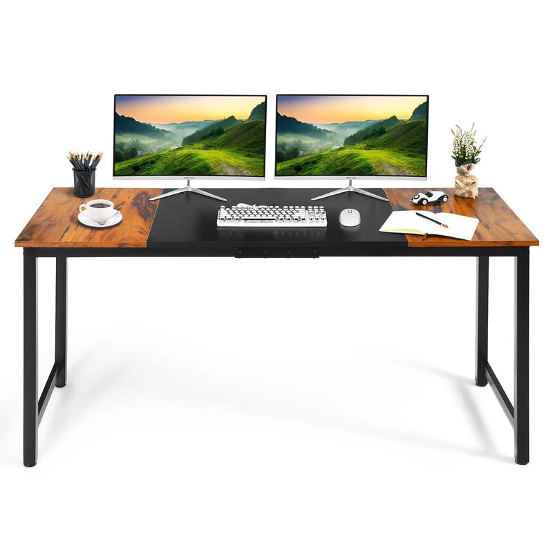 63 Inch Modern Splice Computer Desk with Heavy Duty Steel Frame by DirectDeals