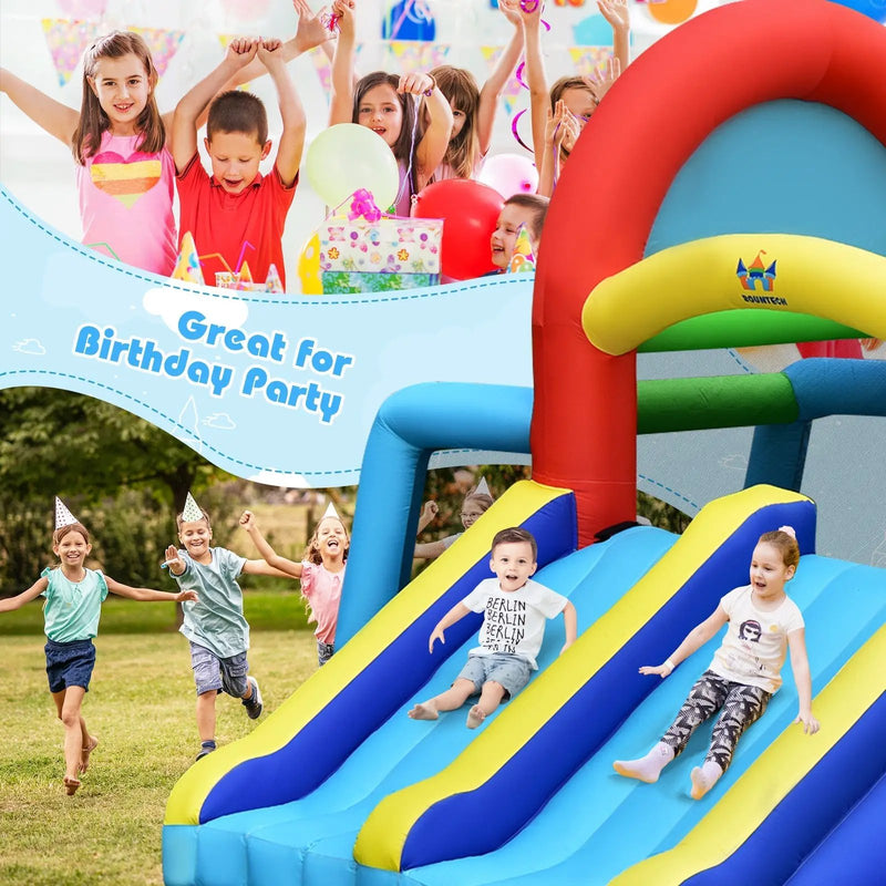 Inflatable Jumping Castle Bounce House with Dual Slides and 480W Blower by DirectDeals