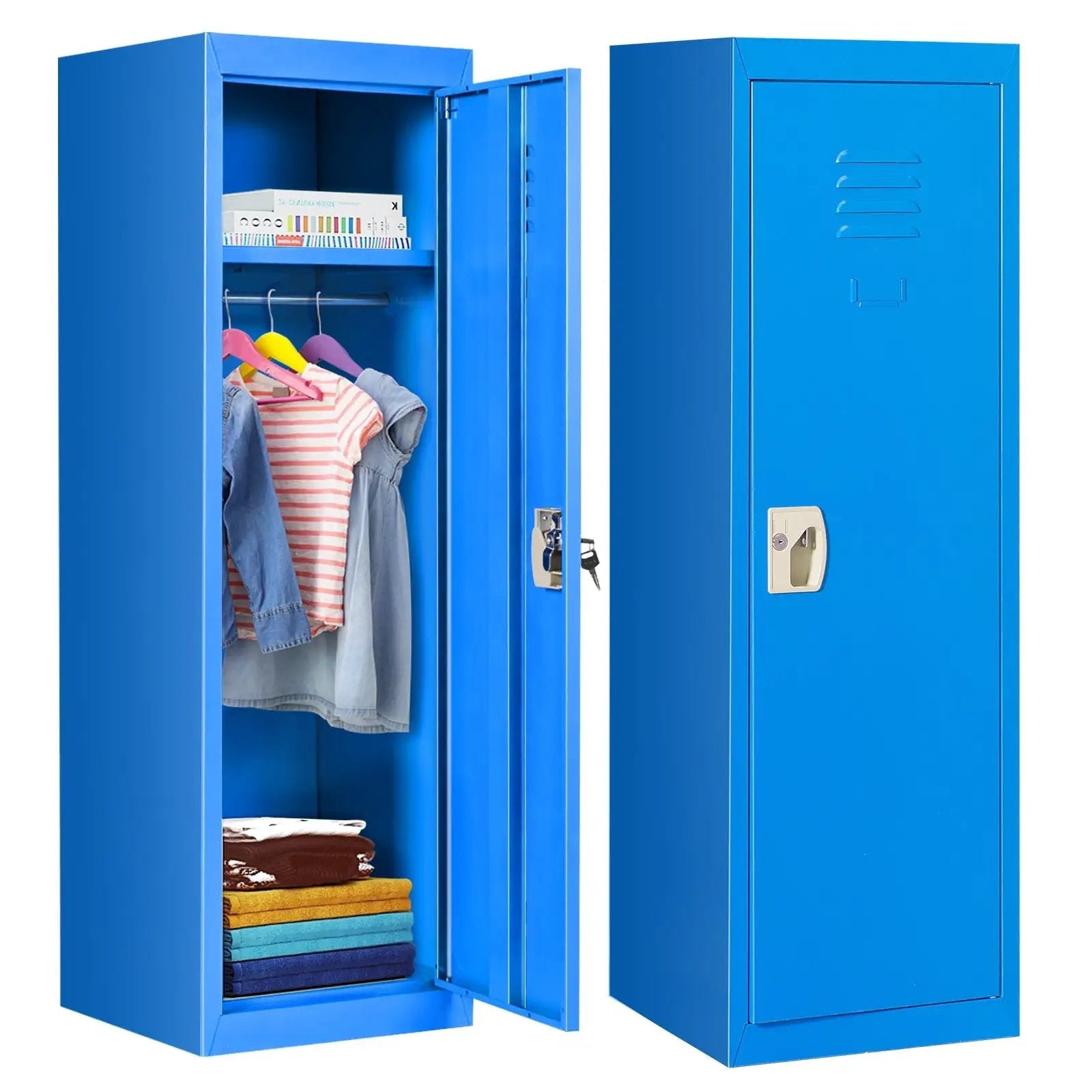 48 Inch Kid Safe Storage Children Single Tier Metal Locker-Blue by DirectDeals