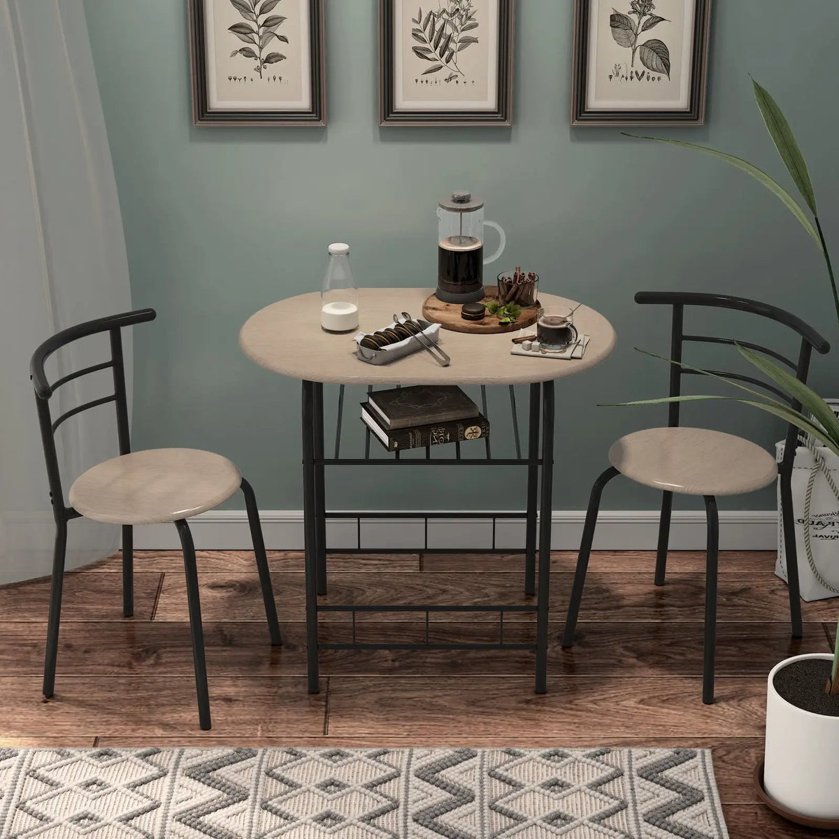 3 pcs Home Kitchen Bistro Pub Dining Table 2 Chairs Set by DirectDeals