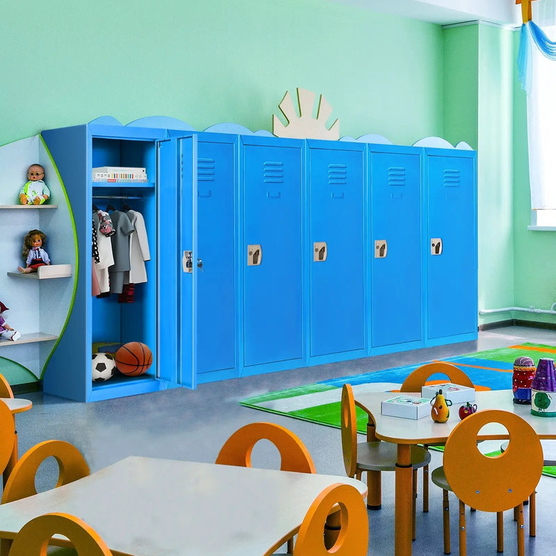 48 Inch Kid Safe Storage Children Single Tier Metal Locker-Blue by DirectDeals