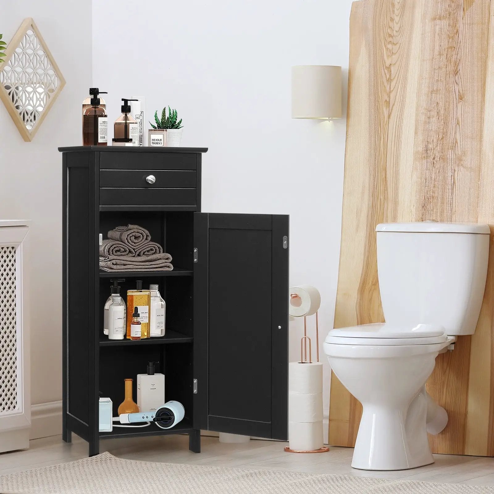 Wooden Storage Free-Standing Floor Cabinet with Drawer and Shelf by DirectDeals