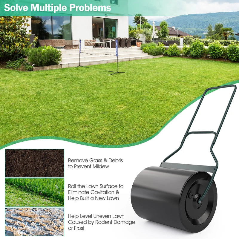 Lawn Roller with U-Shaped Handle for Garden Backyard by DirectDeals