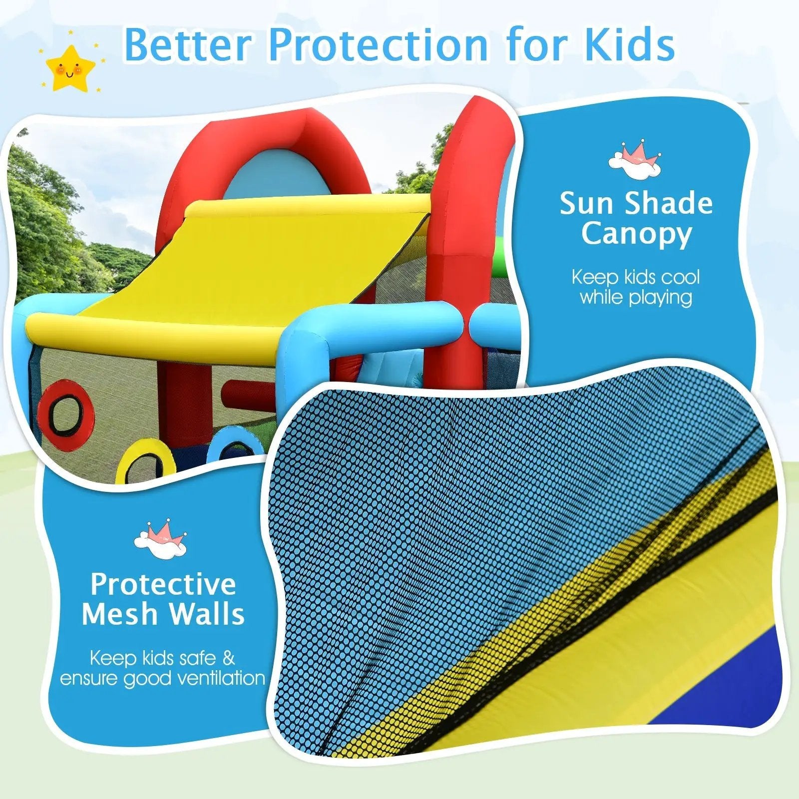 Inflatable Jumping Castle Bounce House with Dual Slides and 480W Blower by DirectDeals
