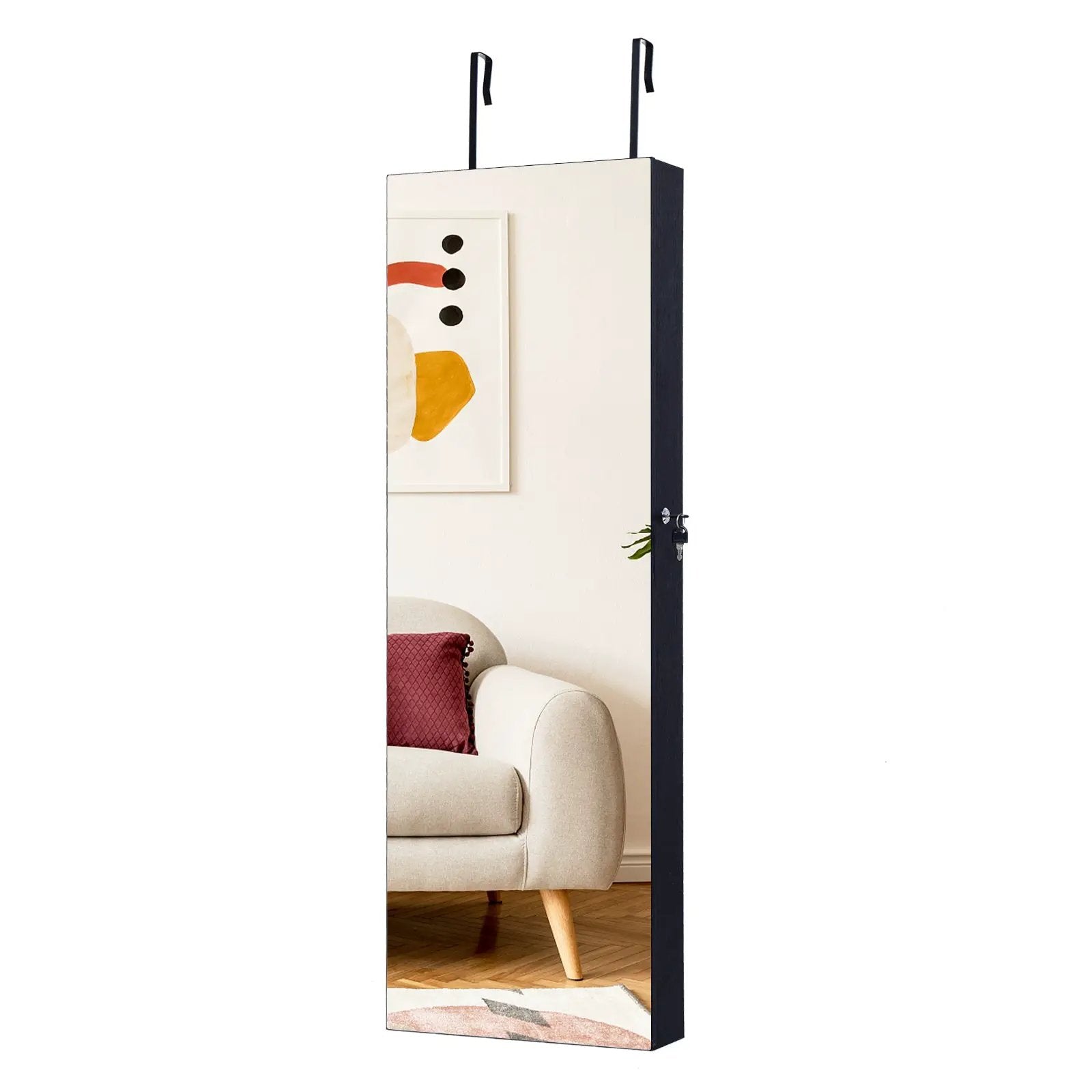 Lockable Storage Jewelry Cabinet with Frameless Mirror by DirectDeals