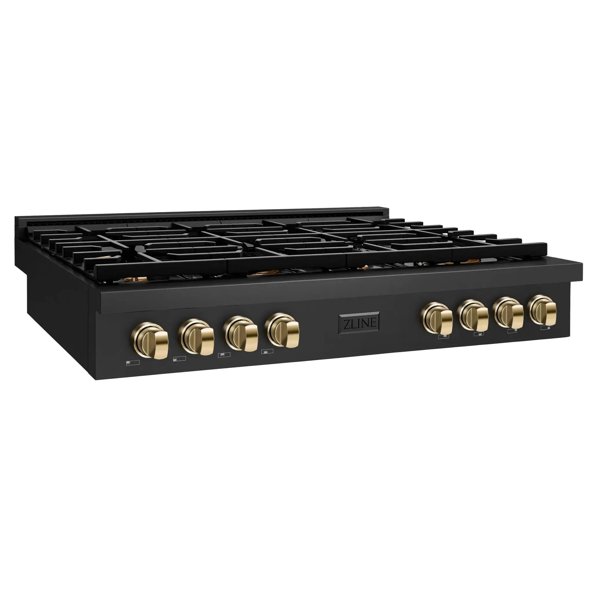 ZLINE 48" Paramount Gas Rangetop Black Stainless Steel Polished Gold SRTBZ-48-G by Farmhouse Kitchen and Bath