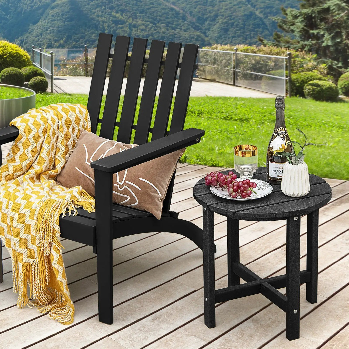 Set of 2 18 Inch Round Weather-Resistant Adirondack Side Tables by DirectDeals