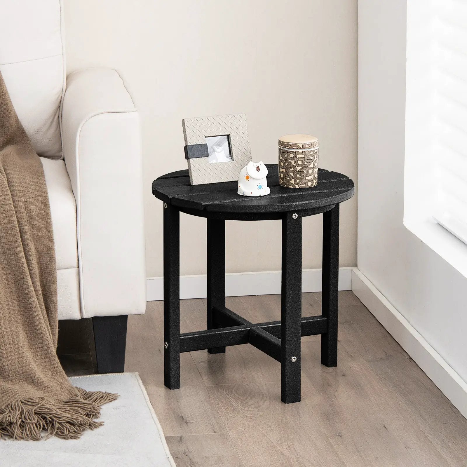 Set of 2 18 Inch Round Weather-Resistant Adirondack Side Tables by DirectDeals