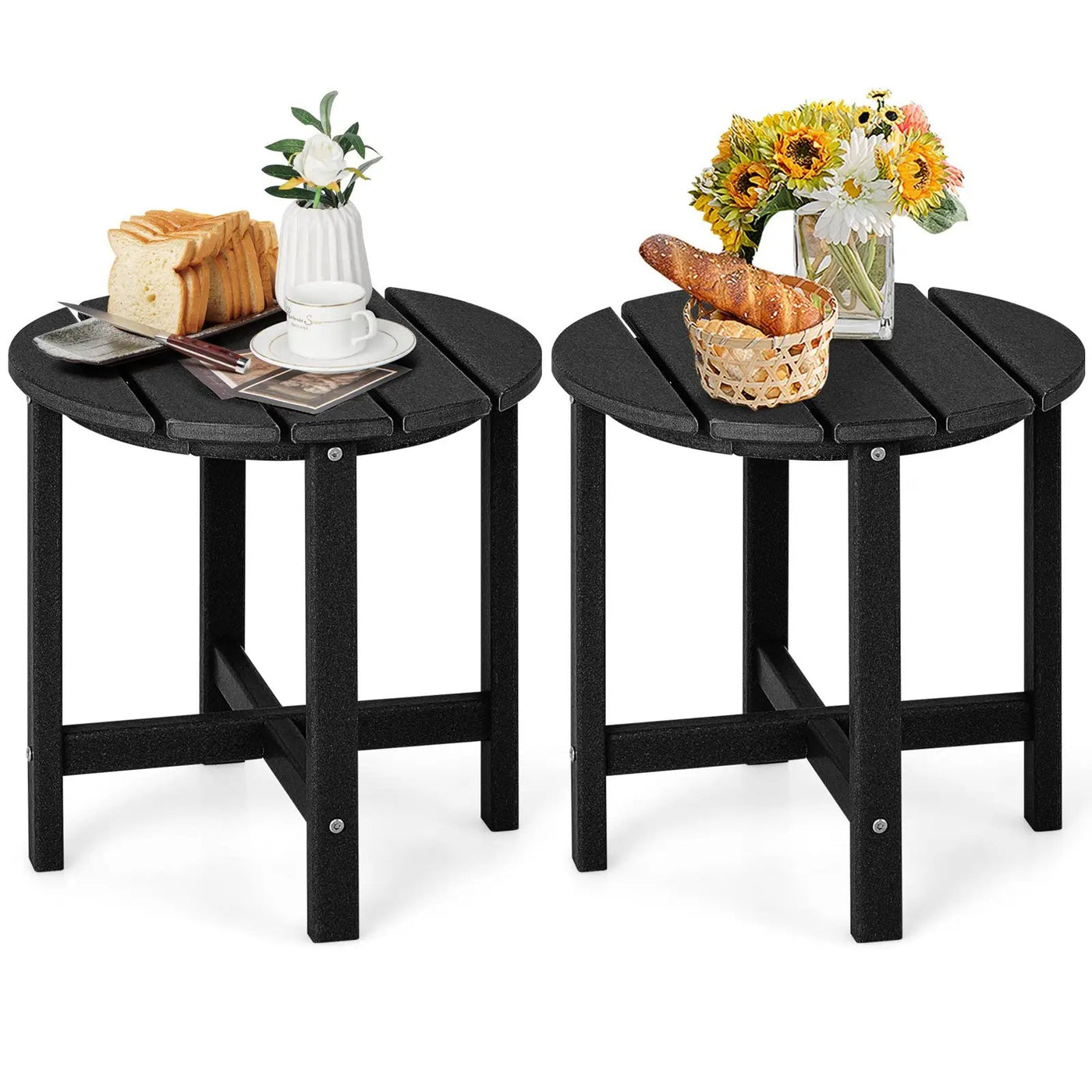 Set of 2 18 Inch Round Weather-Resistant Adirondack Side Tables by DirectDeals
