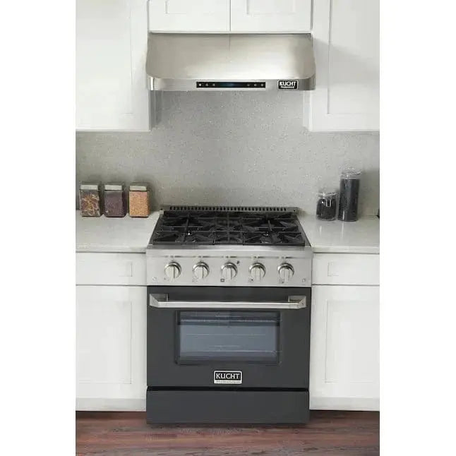 Kucht 30" Propane Range, Stainless Steel, Grey Oven Door, KNG301/LP-GR by Farmhouse Kitchen and Bath