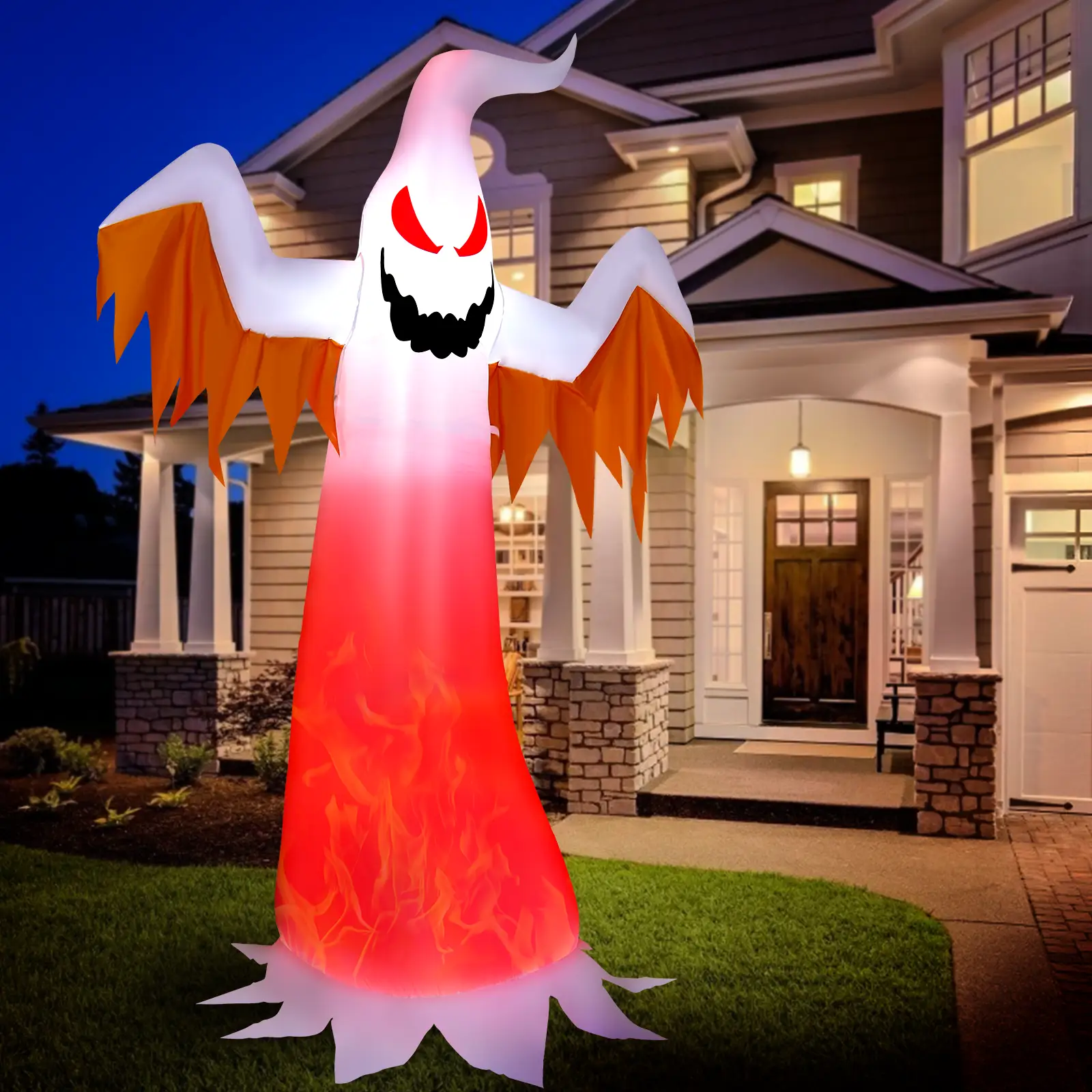 8 Feet Halloween Inflatable Ghost with Rotatable Flame LED Lights by DirectDeals