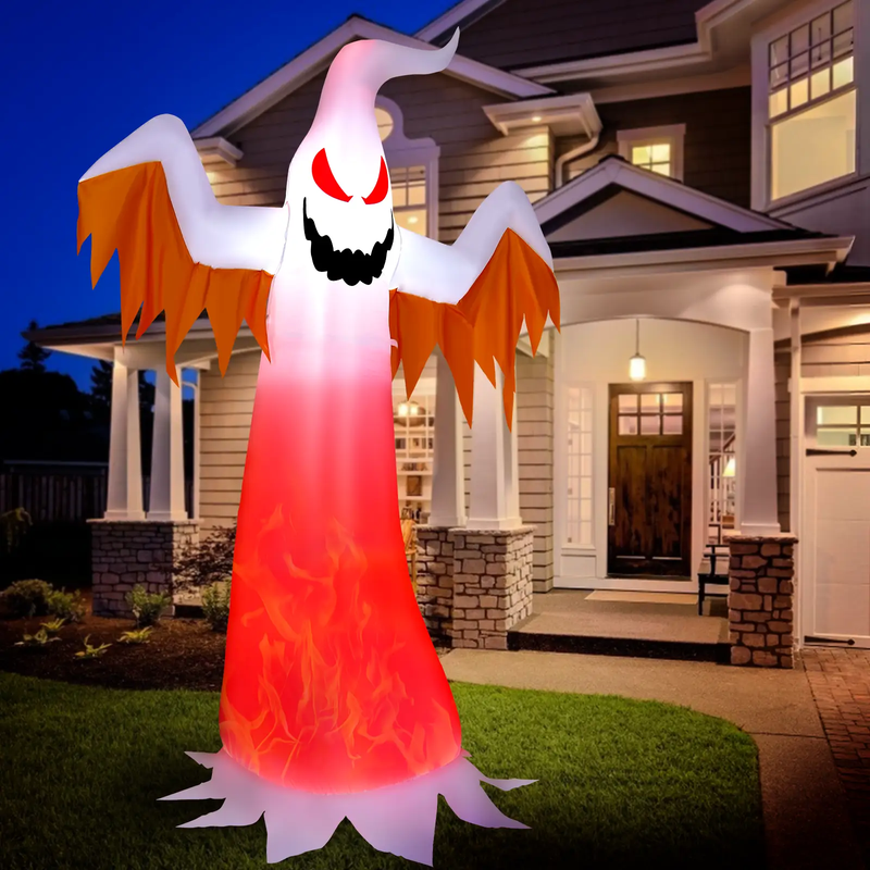 8 Feet Halloween Inflatable Ghost with Rotatable Flame LED Lights by DirectDeals