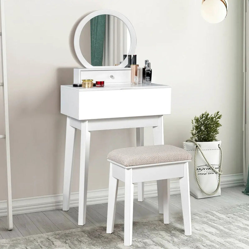 Makeup Dressing Wall Mounted Vanity Mirror with 2 Drawers by DirectDeals