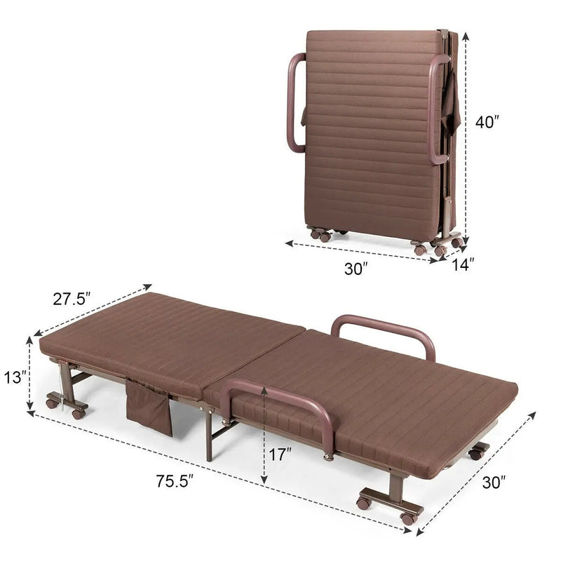Adjustable Folding Guest Bed Frame with Mattress and Wheels by DirectDeals