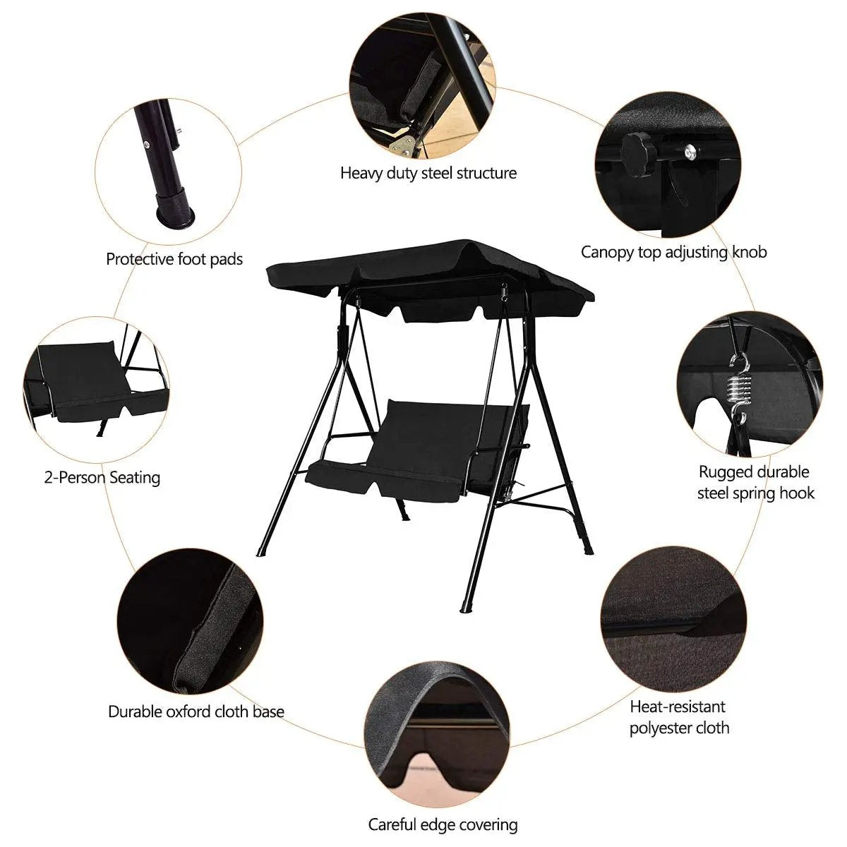 Loveseat Cushioned Patio Steel Frame Swing Glider by DirectDeals