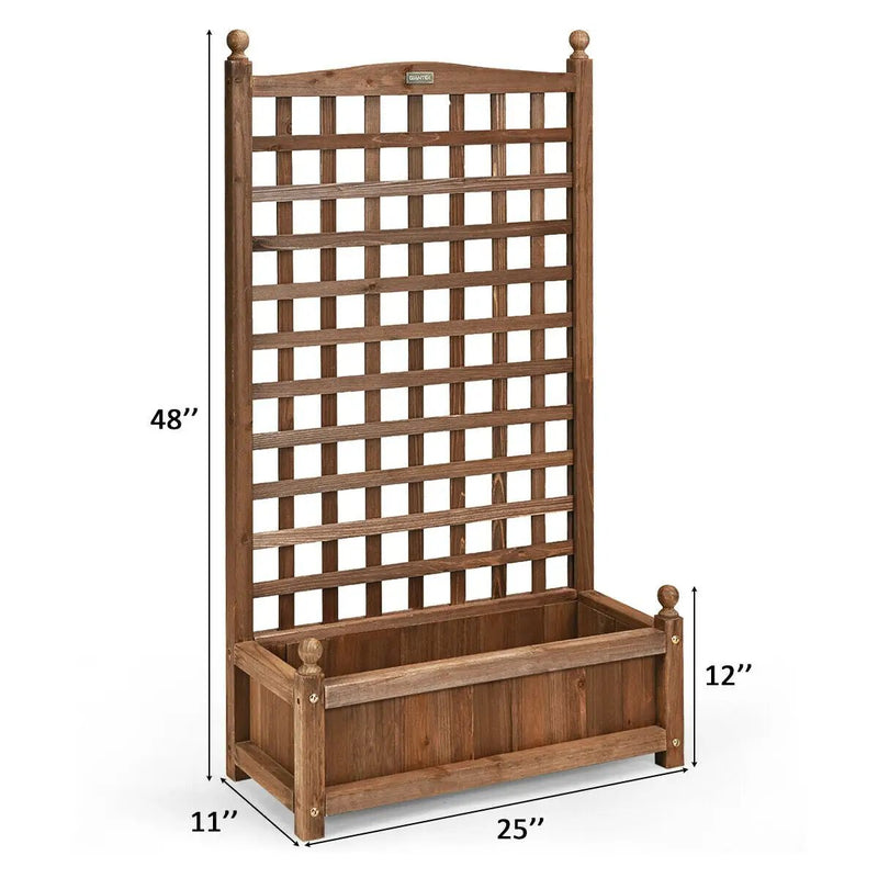 Solid Free Standing Wood Planter Box with Trellis for Garden by DirectDeals