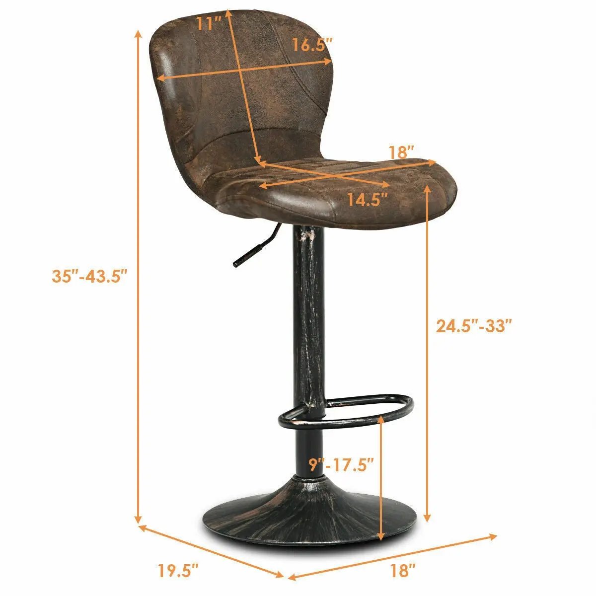 Set of 2 Adjustable Swivel Bar Stools with Hot-Stamping Cloth by DirectDeals