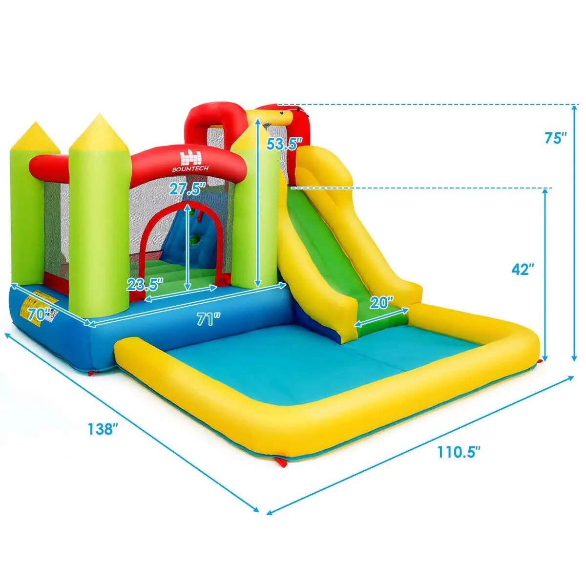 Inflatable Bounce House Water Slide Jump Bouncer without Blower by DirectDeals