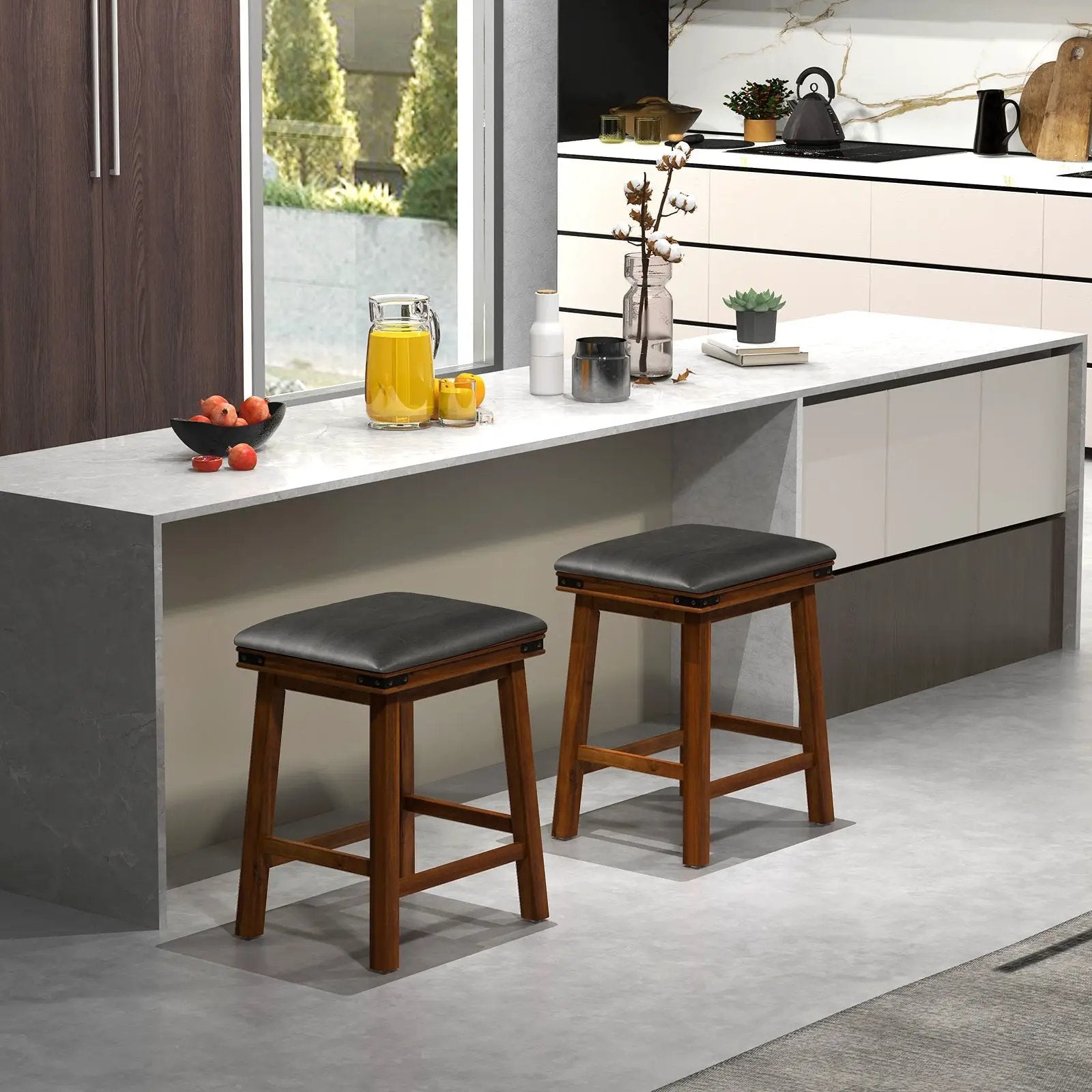 Set of 2 24/30 Inch Dining Bar Stool with Rubber Wood by DirectDeals