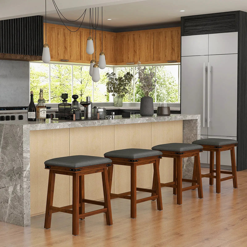 Set of 2 24/30 Inch Dining Bar Stool with Rubber Wood by DirectDeals