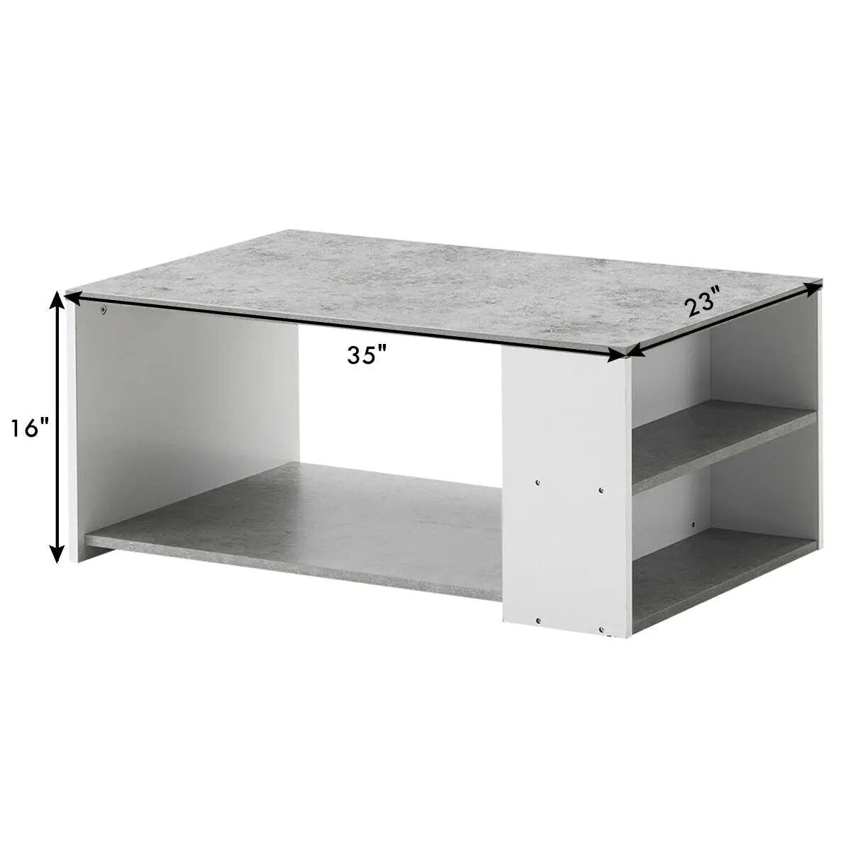 Coffee Table Sofa Side Table with Storage Shelves by DirectDeals
