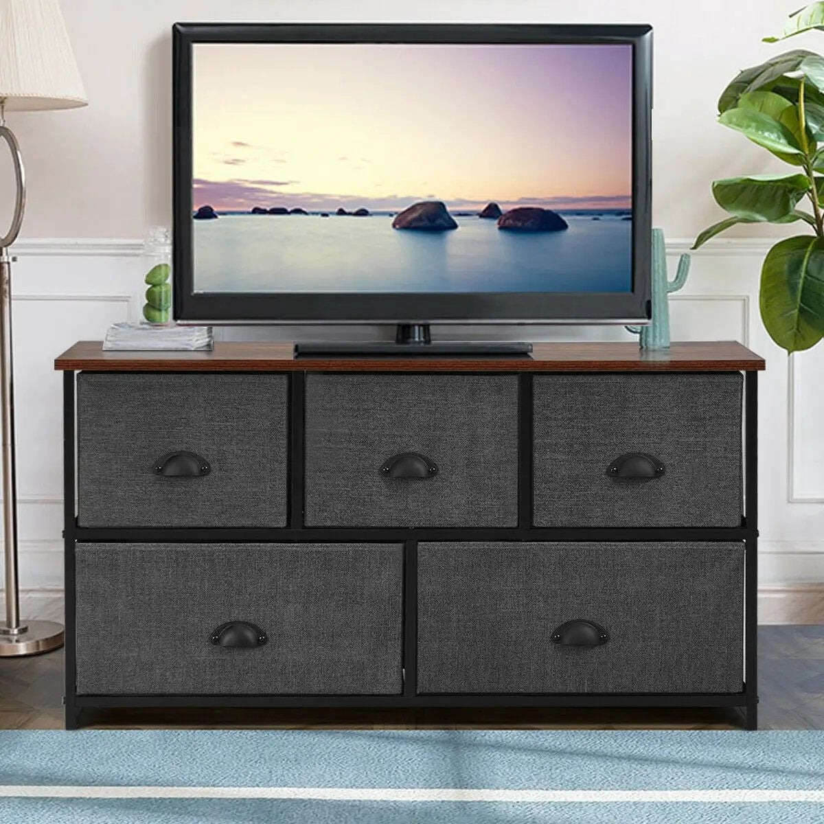 Wood Dresser Storage Unit Side Table Display Organizer by DirectDeals