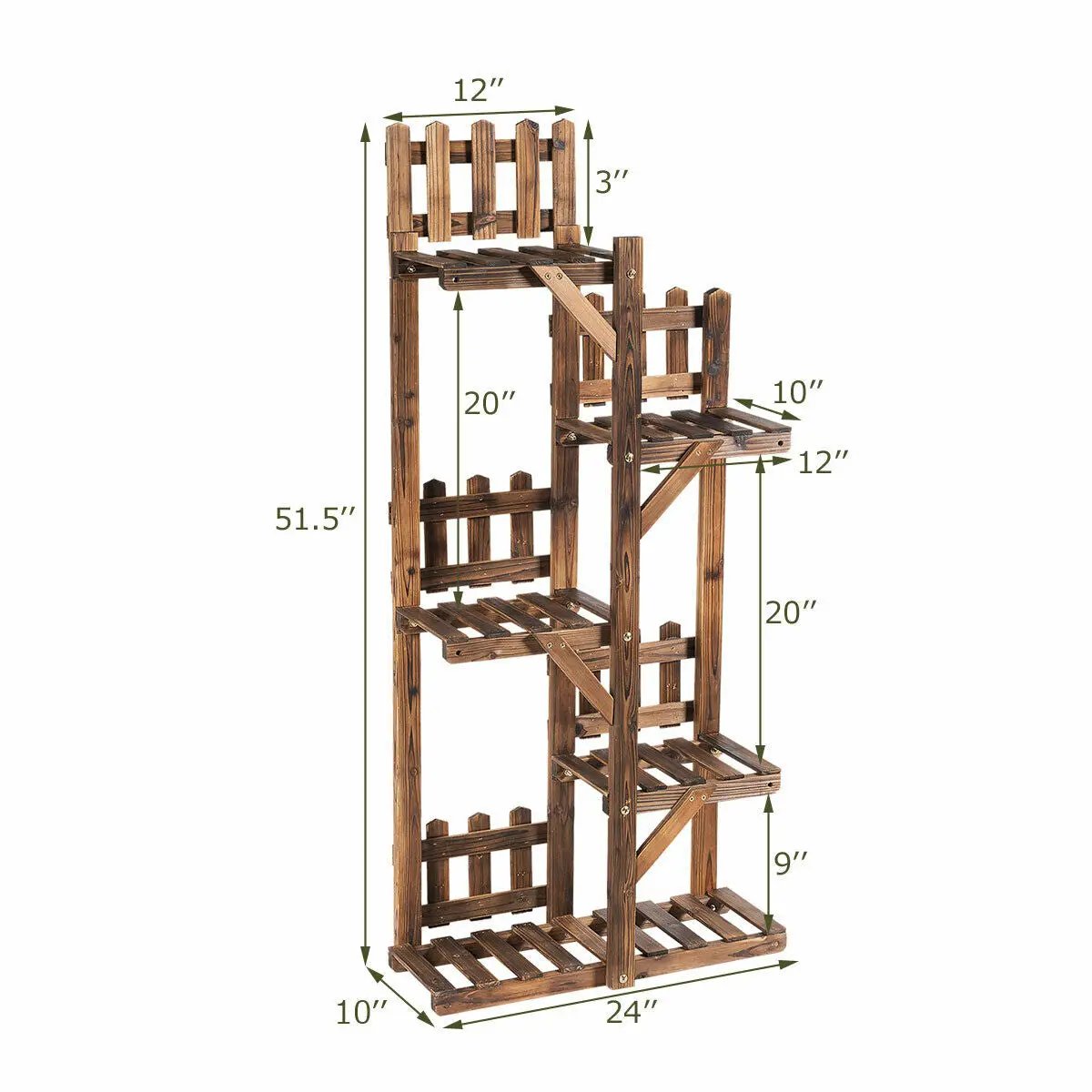 5-Tier Flower Rack Wood Plant Stand 6 Pots Display Shelf by DirectDeals