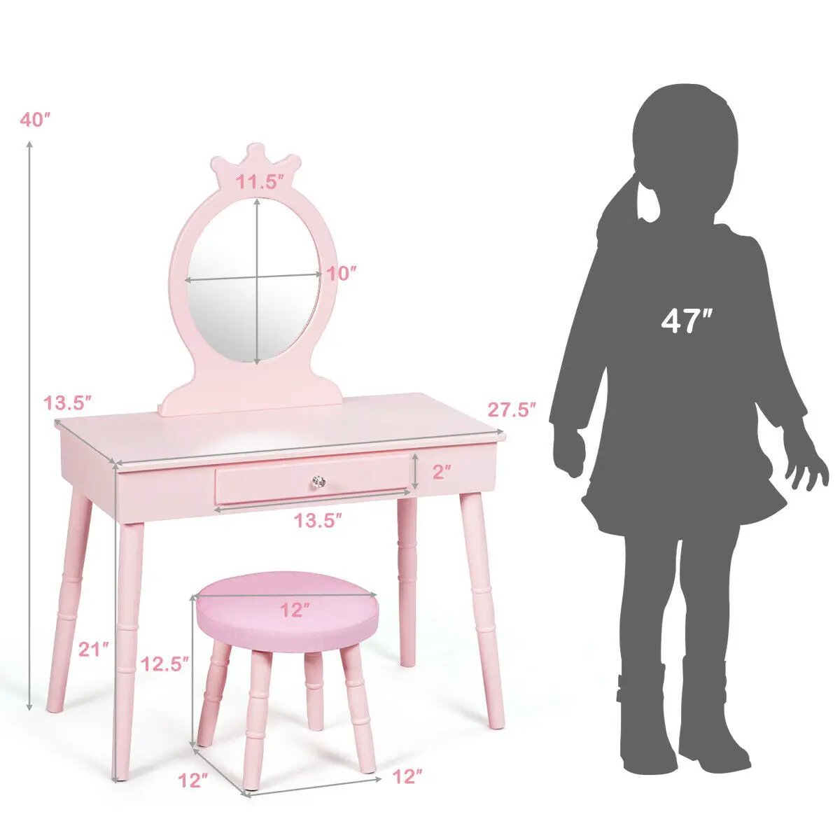 Kids Vanity Makeup Table by DirectDeals