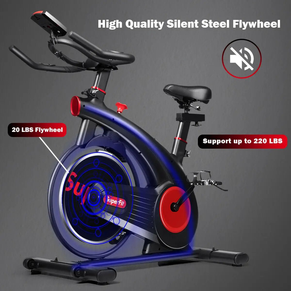Stationary Exercise Bike Silent Belt with 20LBS Flywheel by DirectDeals