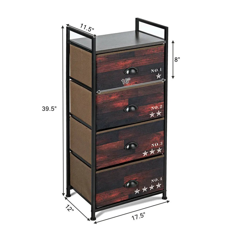 Industrial 4 Fabric Drawers Storage Dresser with Fabric Drawers and Steel Frame by DirectDeals