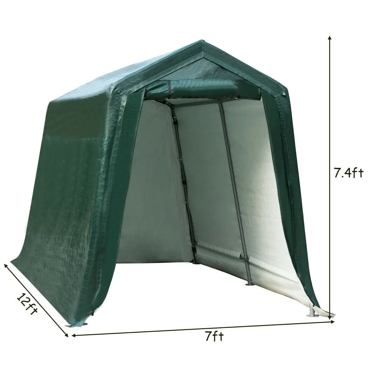 Outdoor Carport Shed with Sidewalls and Waterproof Ripstop Cover by DirectDeals