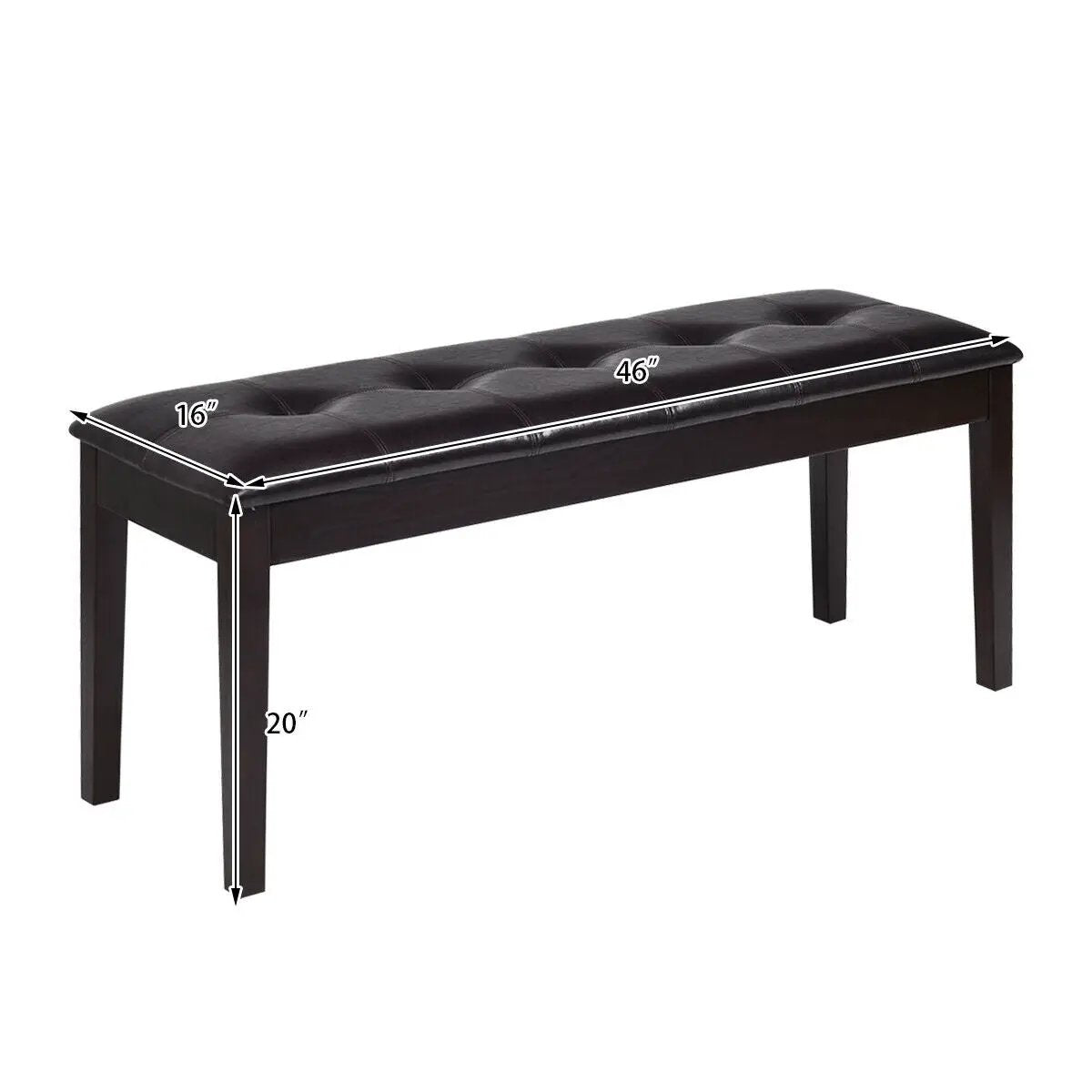 Upholstered Dining Room PU Bench Solid Wood Button Tufted by DirectDeals