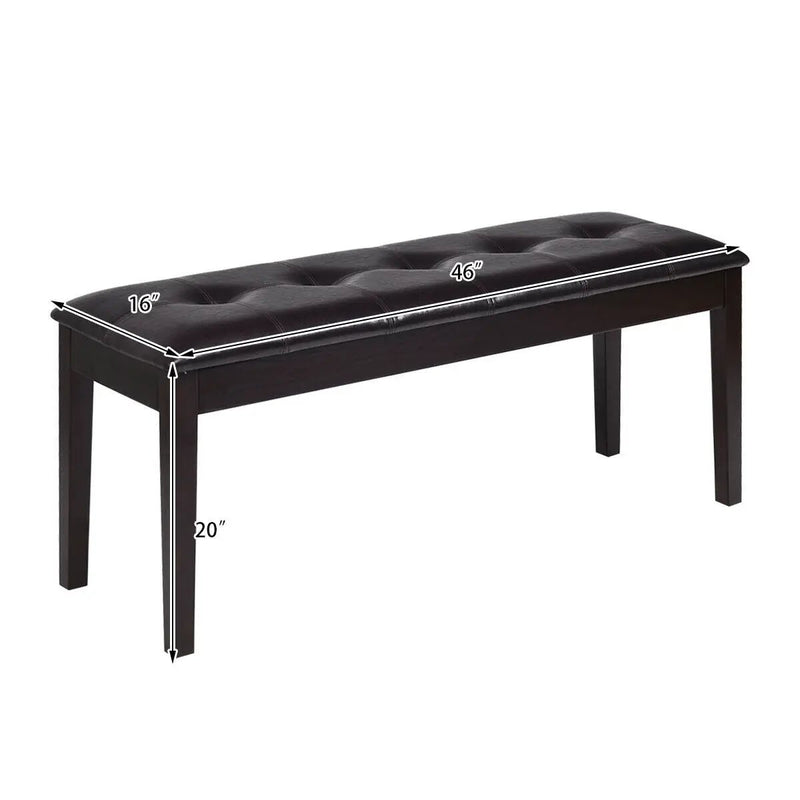 Upholstered Dining Room PU Bench Solid Wood Button Tufted by DirectDeals