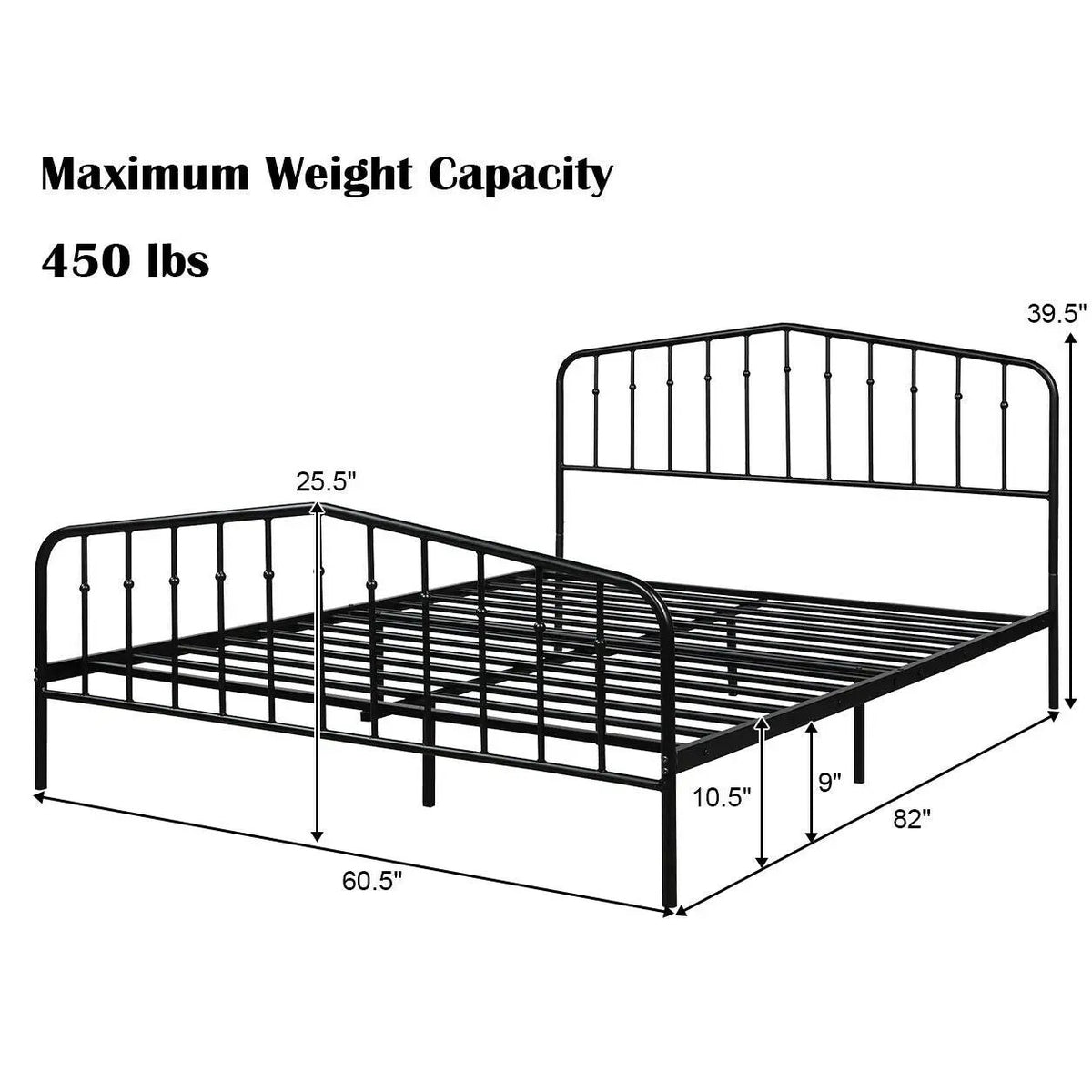 Queen Size Metal Bed Frame Slat Platform by DirectDeals