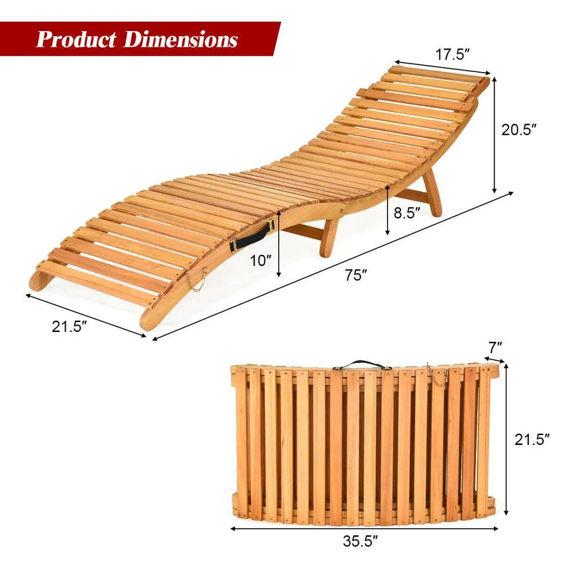 Folding Patio Lounge Chair with Double-Sided Cushioned Seat by DirectDeals