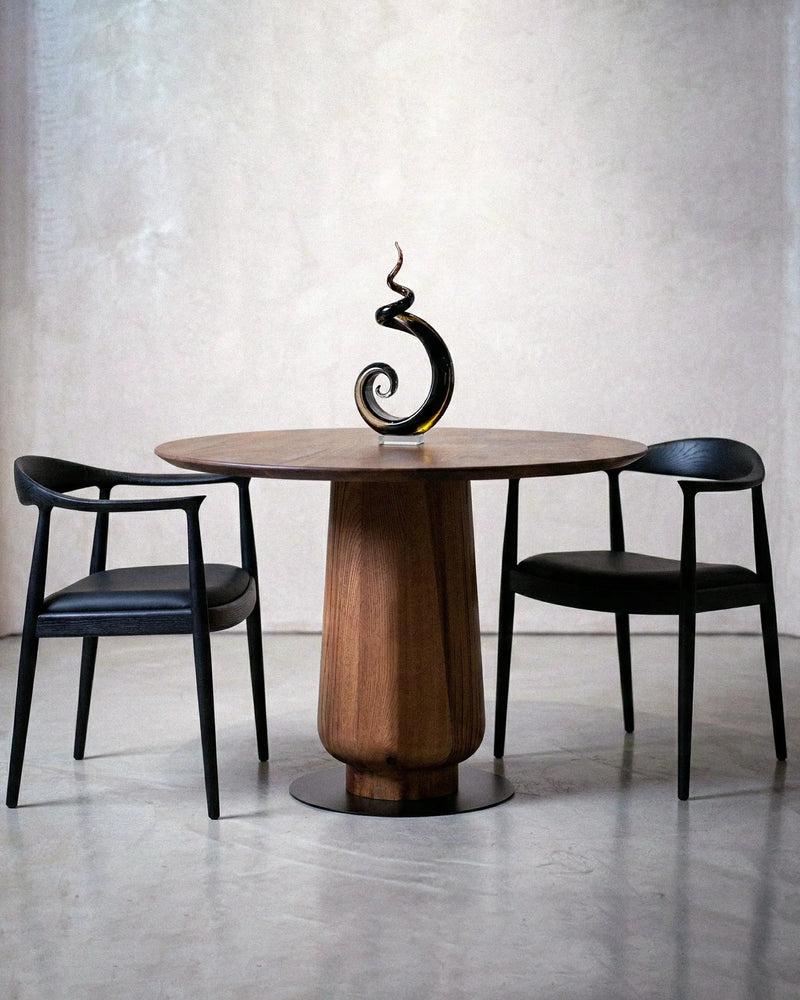 Modern Round Walnut Pedestal Dining Table by Gizz