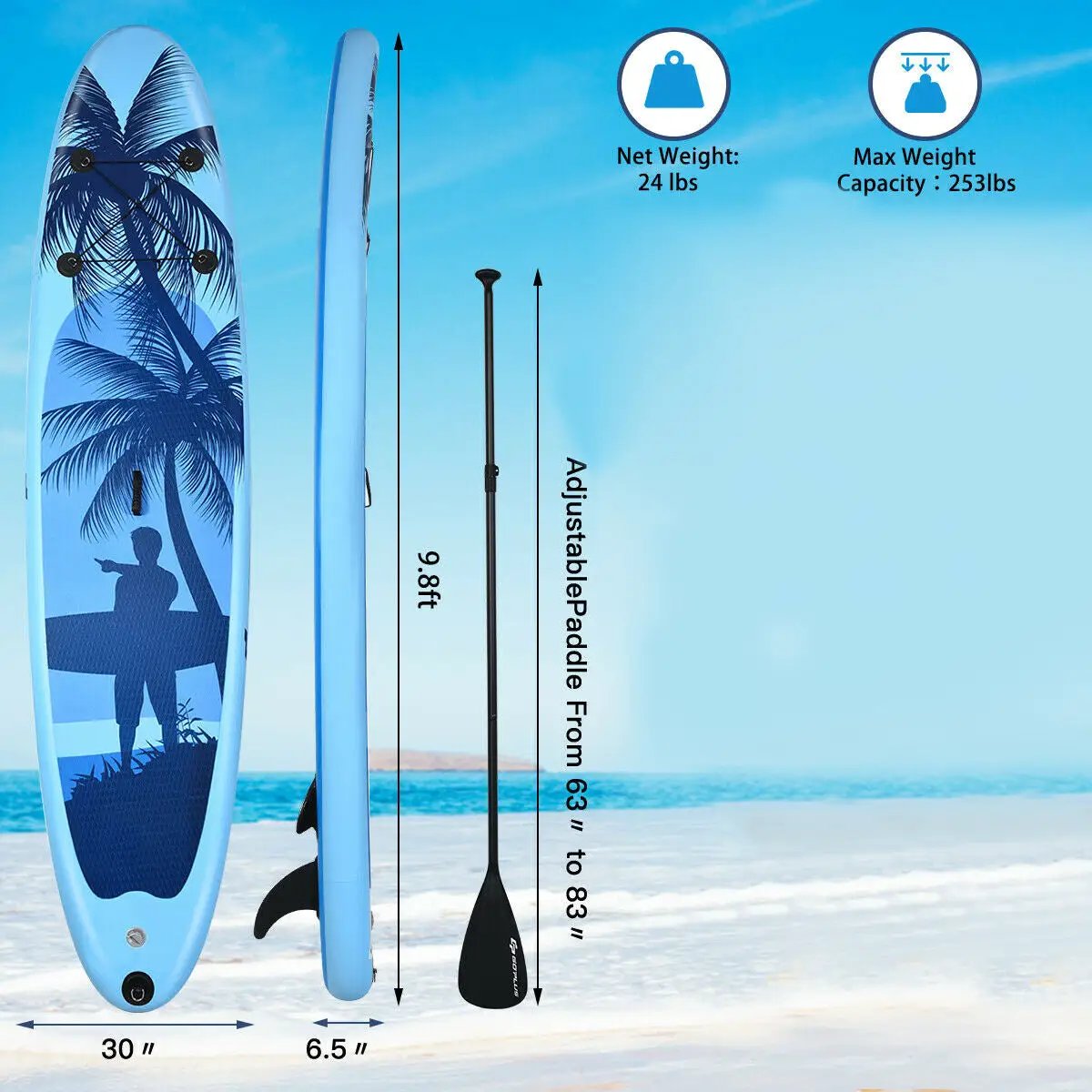 Adult Youth Inflatable Stand Up Paddle Board by DirectDeals