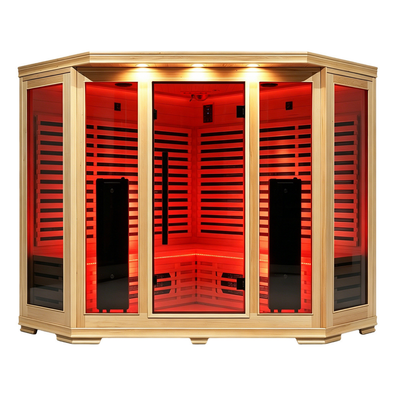 Blisspod I Vienna RED I All-In-One - Full Spectrum + Red Light Therapy I Indoor Corner Premium Sauna I 4-5 Person, photo 5 of 20
